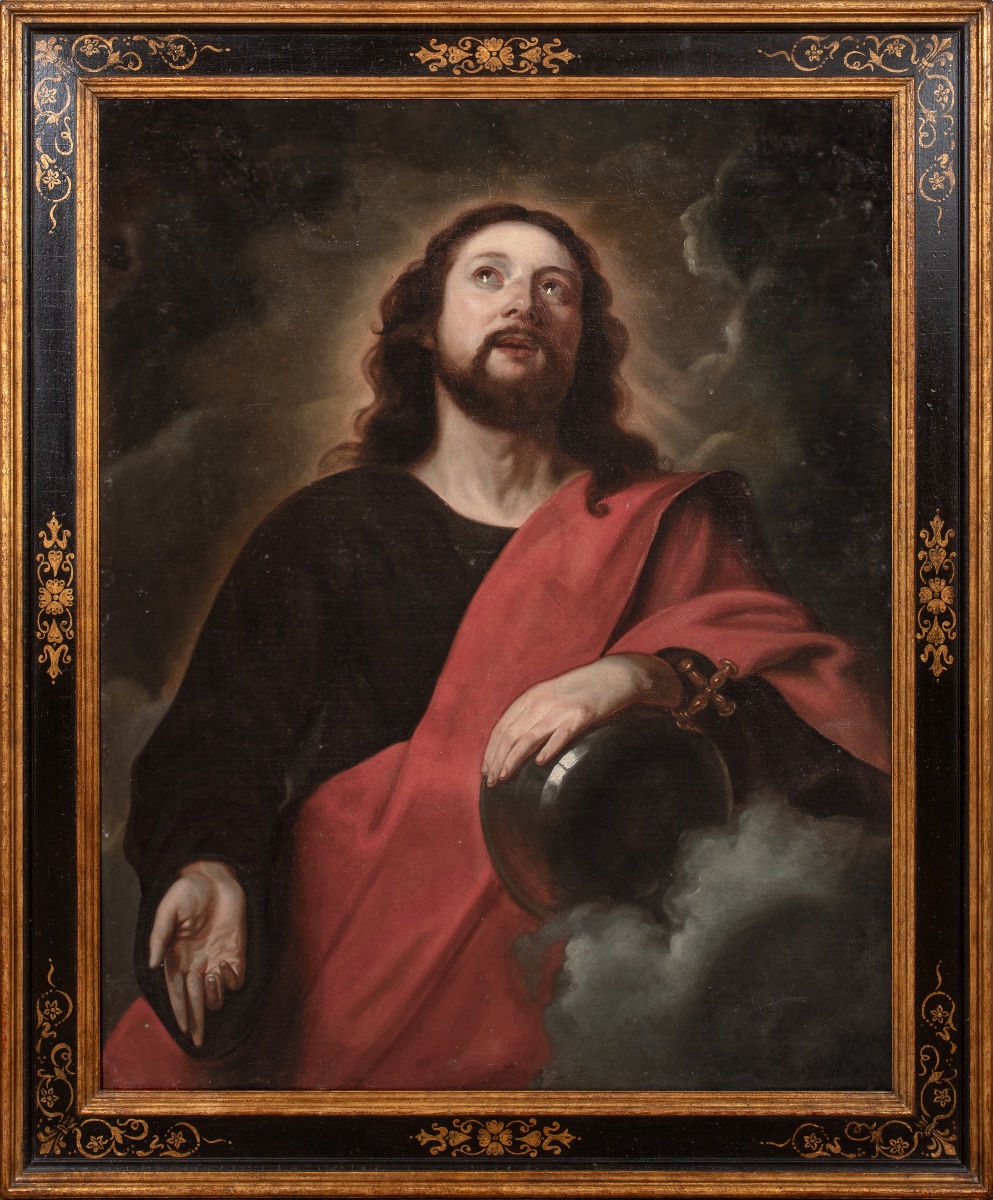Christ, Salvator Mundi, 17th Century  Dutch School  Large 17th-century Canvas Depicting