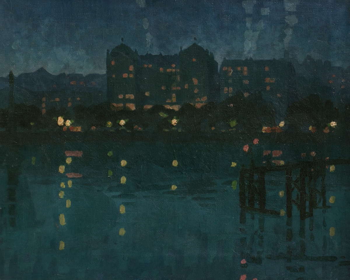 Night View Of The City From The River, Ca. 1900  European School  Ca. 1900, Impressionist School-photo-2
