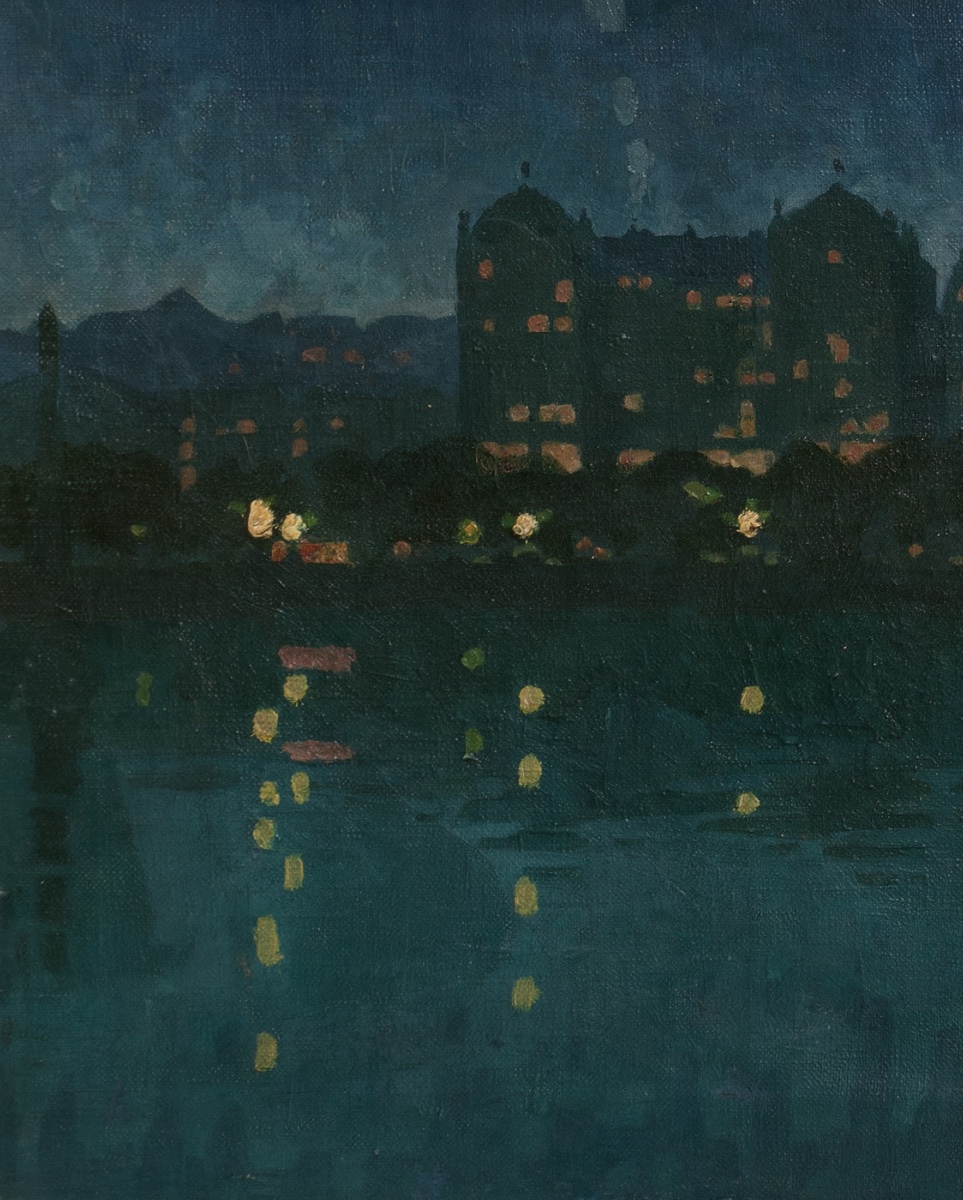 Night View Of The City From The River, Ca. 1900  European School  Ca. 1900, Impressionist School-photo-3