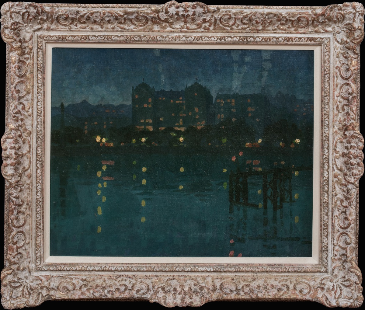 Night View Of The City From The River, Ca. 1900  European School  Ca. 1900, Impressionist School