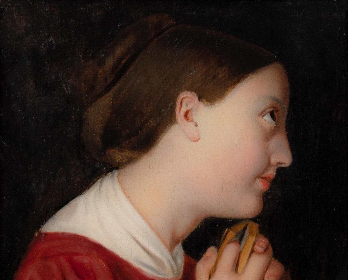 Young Girl In Prayer, 19th Century  Pre-raphaelite School  -photo-5
