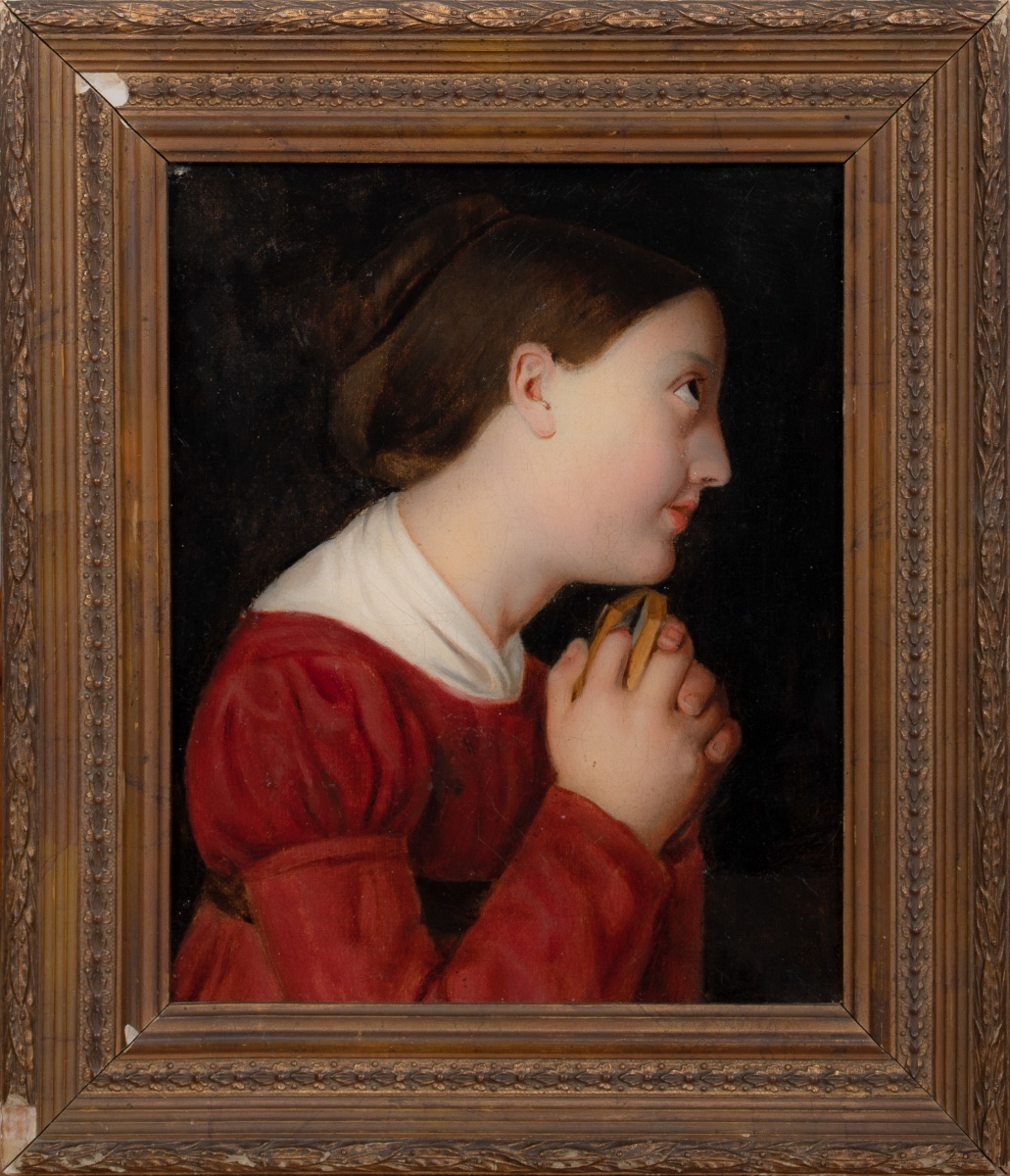 Young Girl In Prayer, 19th Century  Pre-raphaelite School  