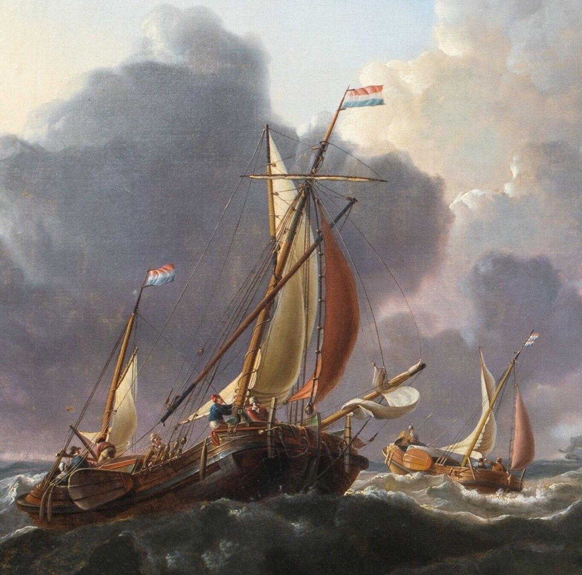 Navires De Guerre Anglais Et Bateaux Néerlandais, 19e Siècle Charles Martin Powell (1775-1824)-photo-4