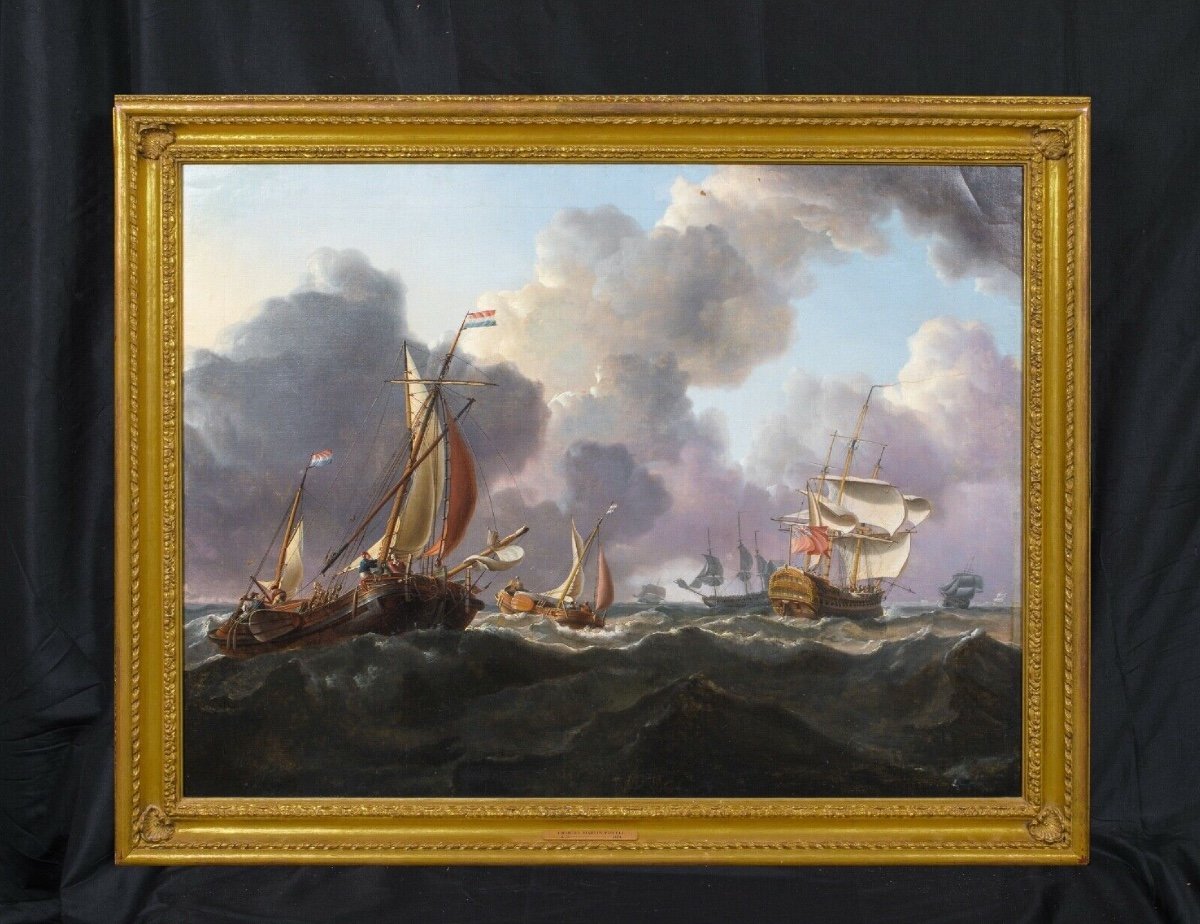 Navires De Guerre Anglais Et Bateaux Néerlandais, 19e Siècle Charles Martin Powell (1775-1824)