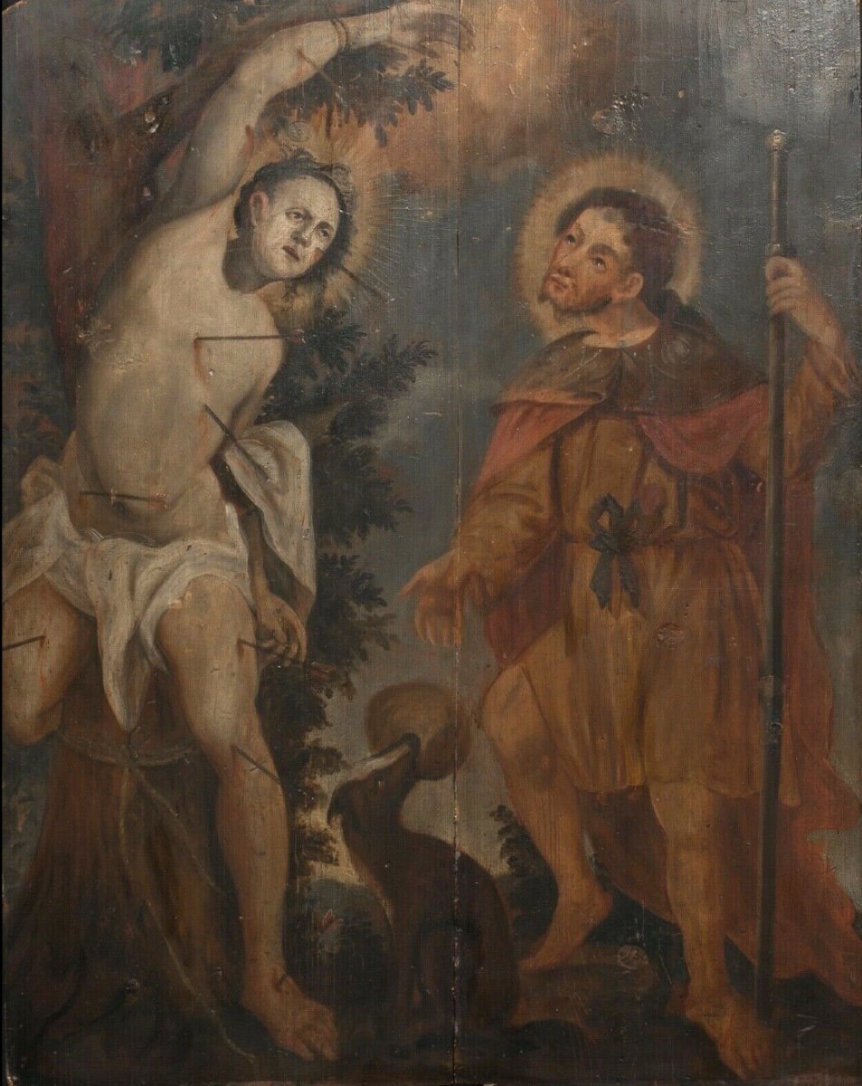 Saint Sébastien Et Saint Roch, XVIe Siècle  Ecole Flamande/allemande - Huile Sur Panneau