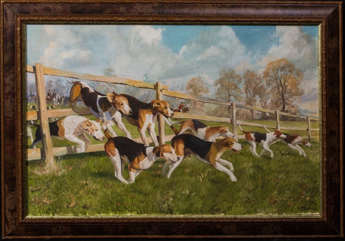 Hounds In Pursuit, 20th Century By Charles Clifford Turner