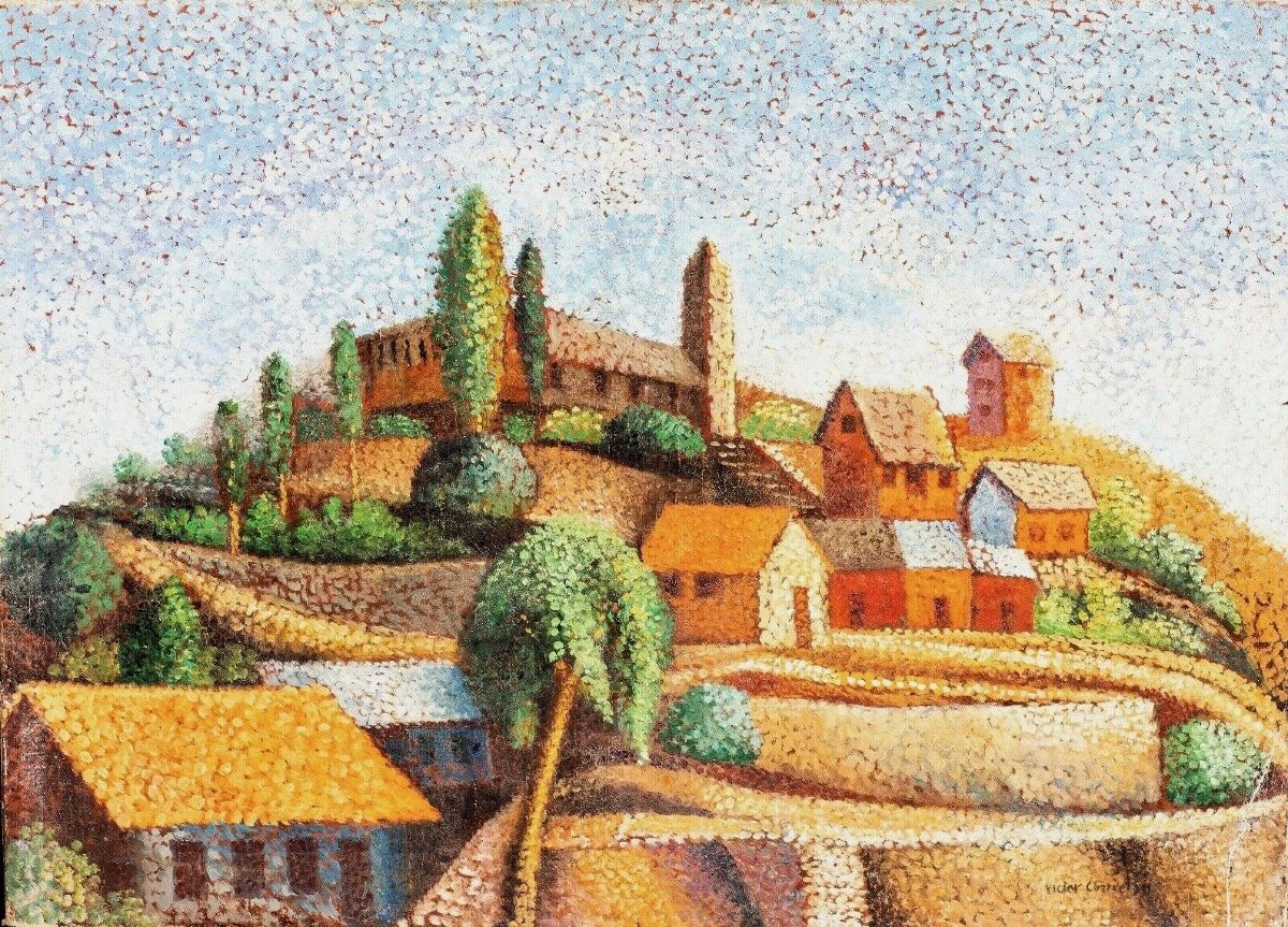 Paysage De Village, XIXe Siècle  Par Victor Charreton (1864-1936)