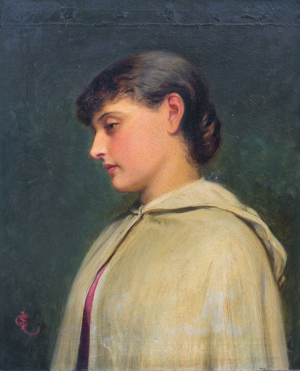 Portrait Of A Young Girl In A White Coat, Nineteenth Century By Charles Sillem Lidderdale
