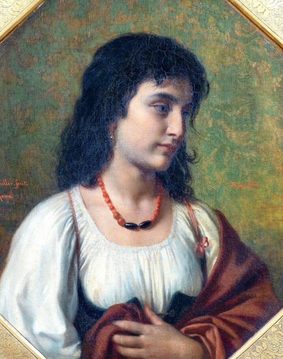 Portrait d'une jeune fille napolitaine, "Paquetta", XIXe siècle  Par Gustav MULLER (1811-1880) -photo-2