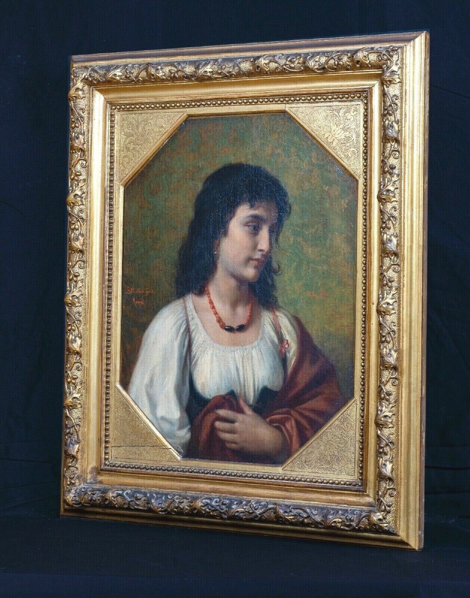 Portrait d'une jeune fille napolitaine, "Paquetta", XIXe siècle  Par Gustav MULLER (1811-1880) -photo-3