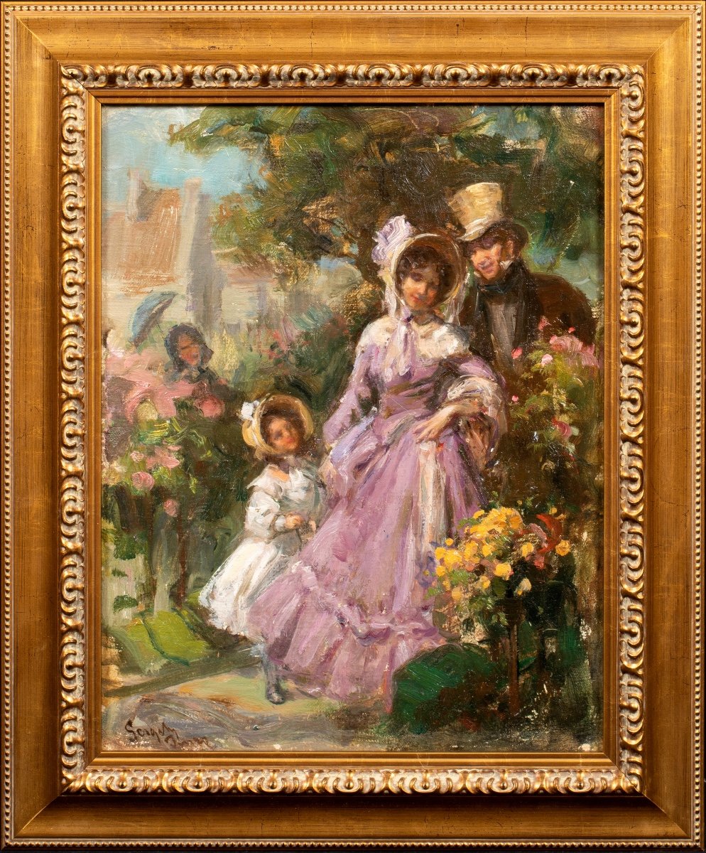 Une Promenade En Famille, XIXe Siècle  Imre Gergely (1868-1914)  Hongroise