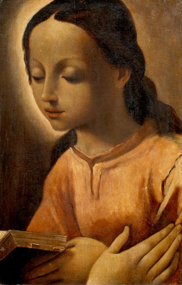 La Vierge Lisant Un Livre De Prières, XVIIe Siècle  École De Lodovico Carracci (1555-1619)  
