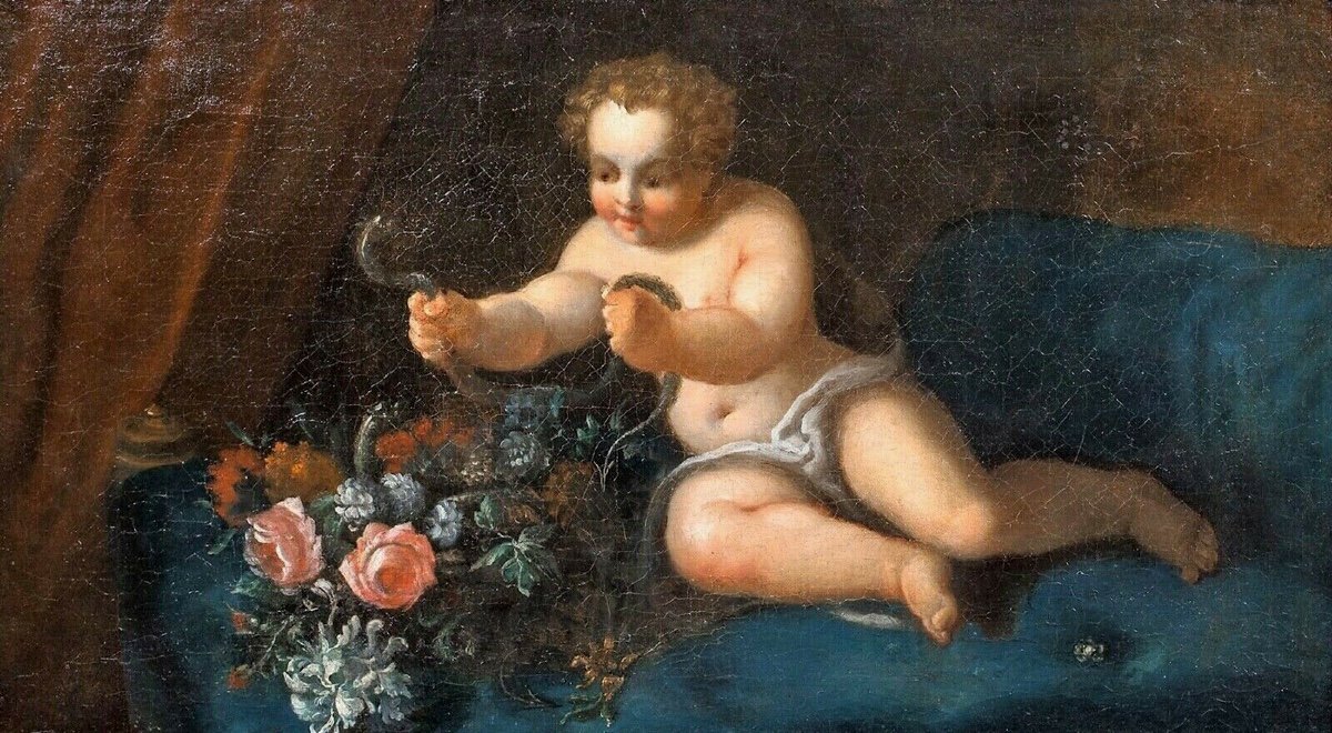 l'Enfant Hercule Tenant Un Serpent, XVIIe Siècle  Vers 1680 Ecole Italienne