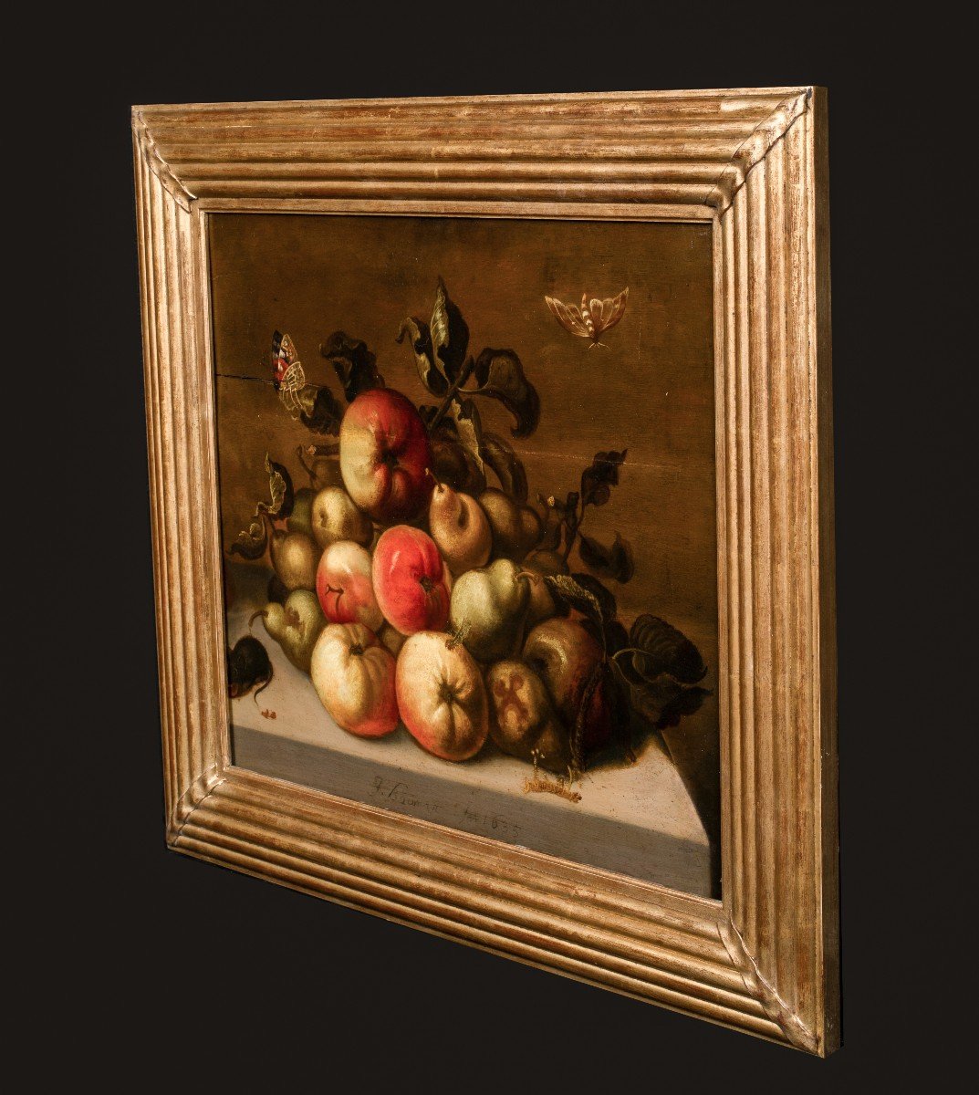 Study Of Apples, Pears, A Caterpillar, Butterflies And A Mouse 1635 Johannes Bouman-photo-3