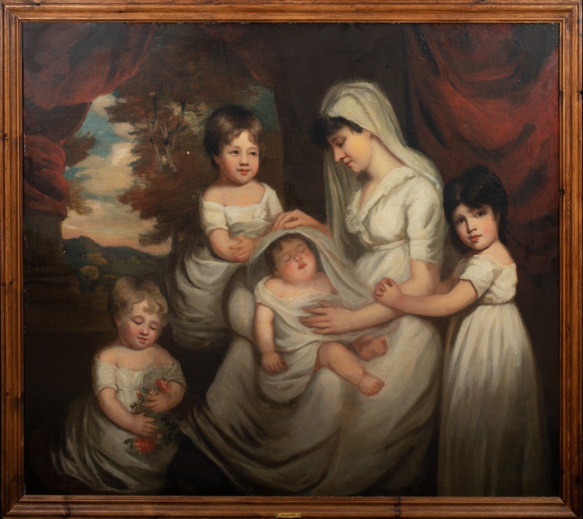 Family Portrait Of Mrs Spencer & Children, 18th Century Entourage By William Beechey-photo-2