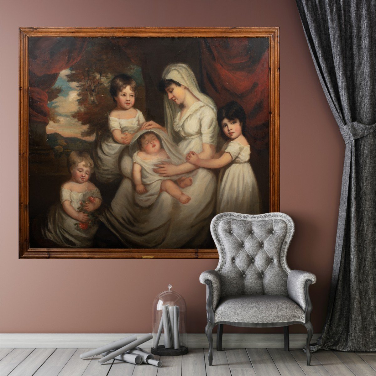 Portrait De Famille De Mme Spencer & Enfants, 18e Siècle  Entourage De William Beechey -photo-4