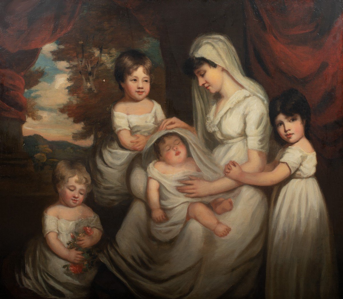 Family Portrait Of Mrs Spencer & Children, 18th Century Entourage By William Beechey