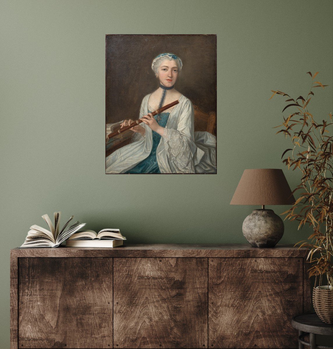 Portrait d'Une Dame Tenant Une Cheminée, XVIIIe Siècle  école Française  -photo-4