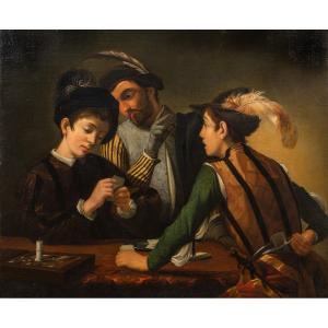 Card Sharps, 17th Century Disciple Of Caravaggio (1571-1610)