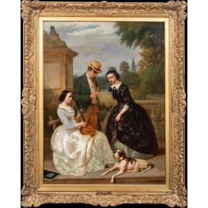 Le Récital, 19th Century French School - Signed Lower Right Indistinctly Large Scene