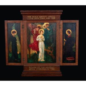 Triptych Of The Madonna & Congregation Of Holy Women, 19th Century Pre-raphaelite School
