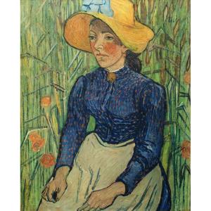 Jeune paysanne au chapeau de paille  d'après VINCENT VAN GOGH (1853-1890)  