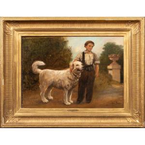 Boy & His Dog, 19th Century  By Jules Breton (1827-1906) Sales To $1,500,000