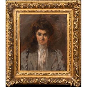 Portrait Of A Lady In A Gray Jacket, Circa 1900 Attributed To Sir John Lavery (1856-1941)