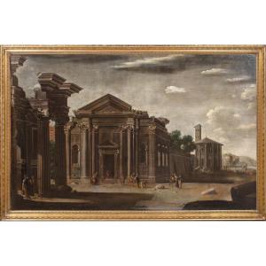 Capriccio Architectural De La Rome Antique, XVIIe Siècle  Attribué Viviano Codazzi (1604-1670)