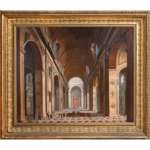 Basilique Saint-Pierre, Rome, XVIIIe siècle  Entourage de Giovanni Paolo Panini (1691-1765)  