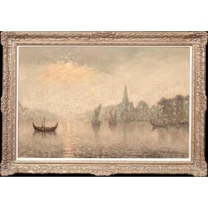 View Of Venice By Moonlight, 19th Century French Impressionist School