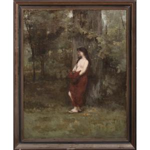 Jeune fille nue dans la forêt, XIXe siècle  Attribué à Jean-Jacques Henner (1829-1905)  