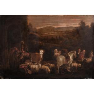 La Fuite en Égypte, XVIe siècle  École de Jacopo Bassano (1510-1592)  