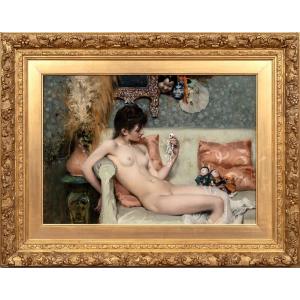 Nude Woman And Skeleton Figure, 19th Century By Oliver Ayrton (19th Century, British)