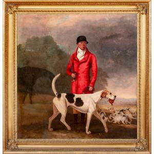 CHARLES KING, CHASSEUR DE CHASSE DE LORD ALTHORP, AVEC SON CHIEN PRÉFÉRÉ, OTTOMAN, vers 1820