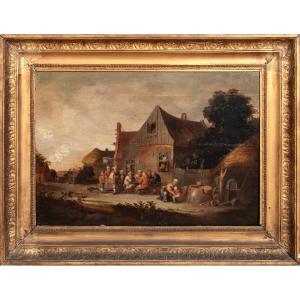 Village Tavern With Peasants Drinking And A Hurdy-gurdy Player, 17th Century David Teniers