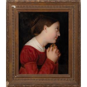 Jeune fille en prière, XIXe siècle École préraphaélite