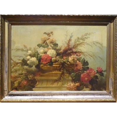 Still Life Of Flowers, XIXth Century Huge French School Study Circa 1880