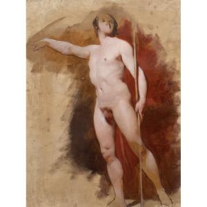 Retrato De Un Hombre Desnudo Sosteniendo Un Palo, Siglo XIX Estudio William Etty (1787-1849)