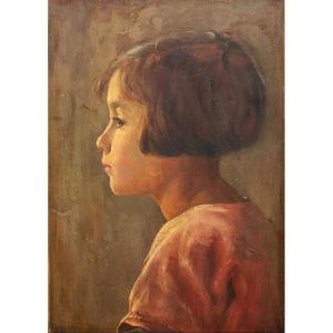 Portrait De Jeune Fille, Daté 1931 - Exposé à La Royal Academy  Par Reginald Edgar James Bush 