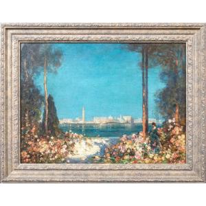 An Enchanted Garden, Venice In The Distance, 19th Century By Thomas Edwin Mostyn (1864-1930)