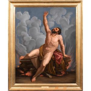 Hercule Au Bûcher Funéraire Du Mont Oeta, XVIIIe Siècle  Disciple De Guido Reni (1575-1642)