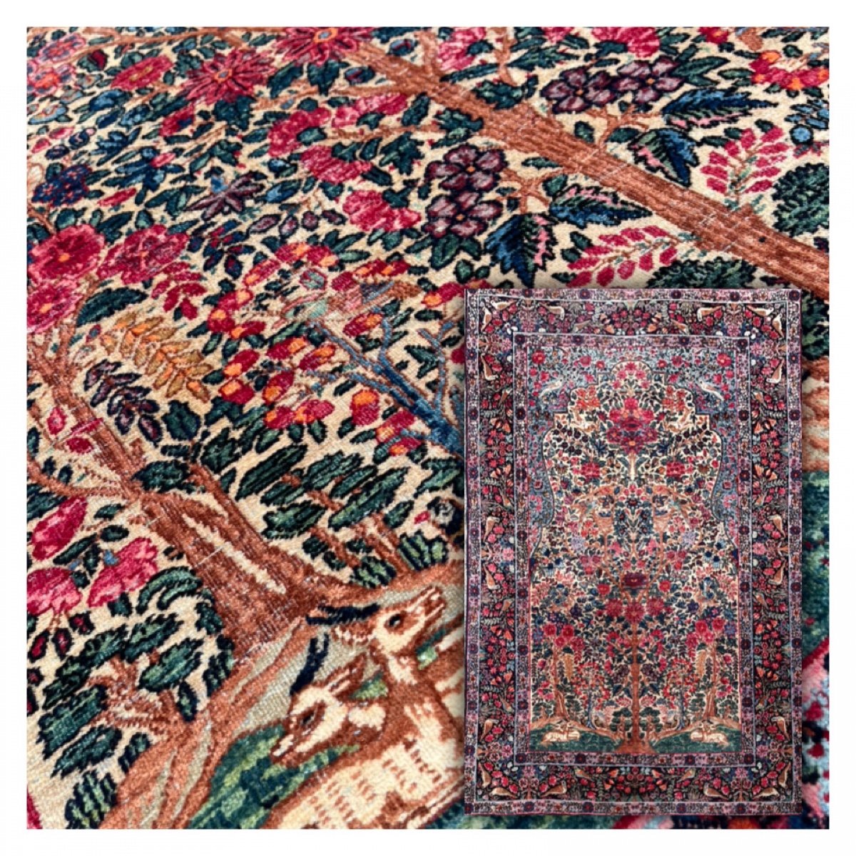 Tapis Persan Ancien, Kirman Laver, Vers 1880