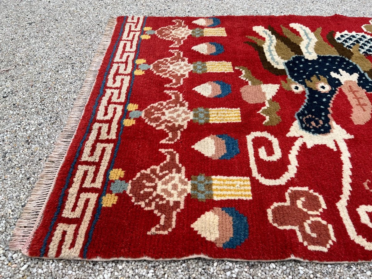 Ningxia, Five Claw Dragon Rug, Circa 1920-photo-1