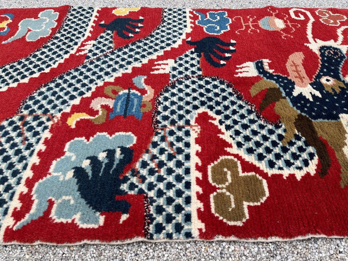 Ningxia, Five Claw Dragon Rug, Circa 1920-photo-5