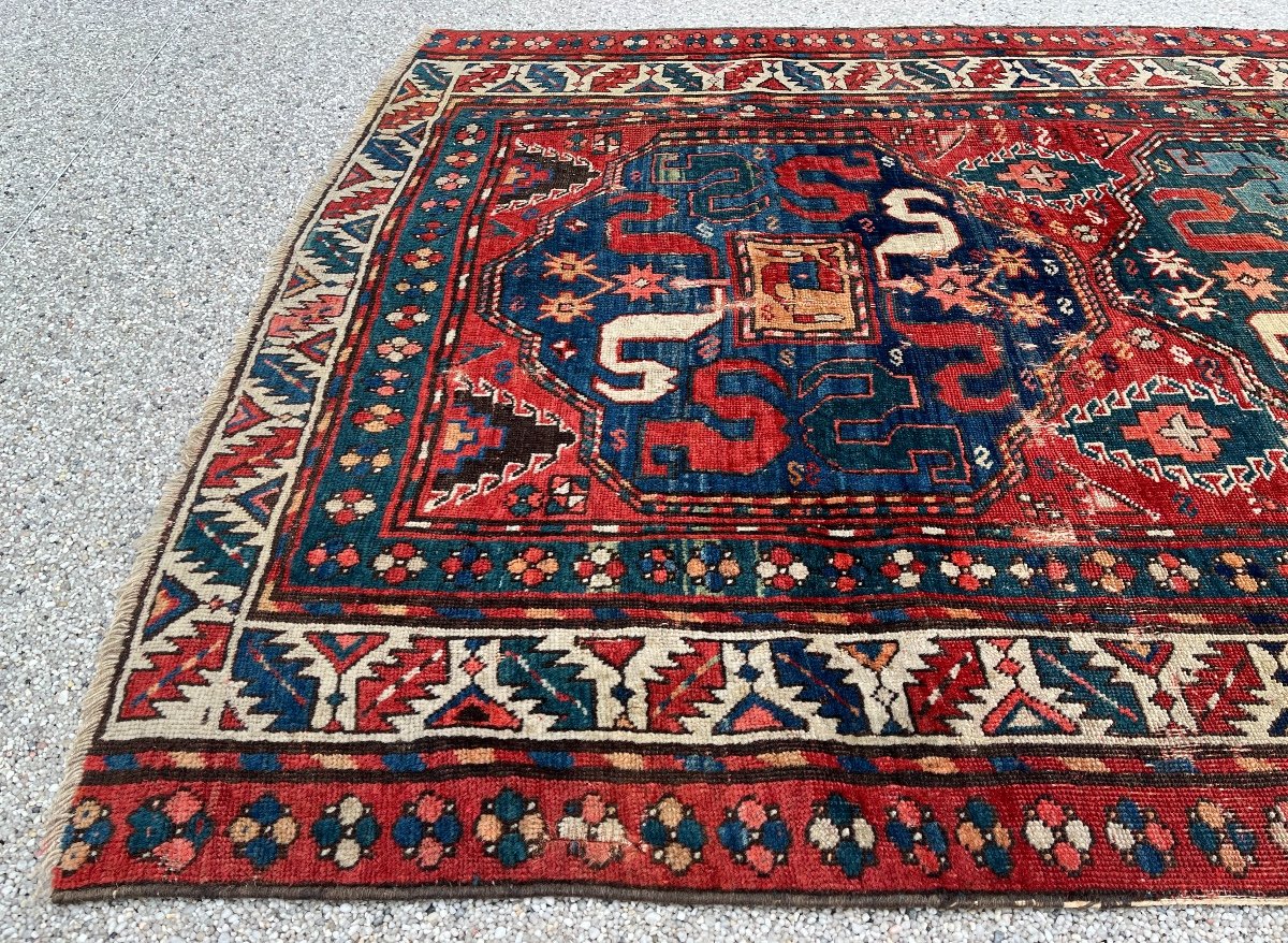 Old Caucasus Carpet, Kazak Cloud Band, Circa 1880 -photo-1