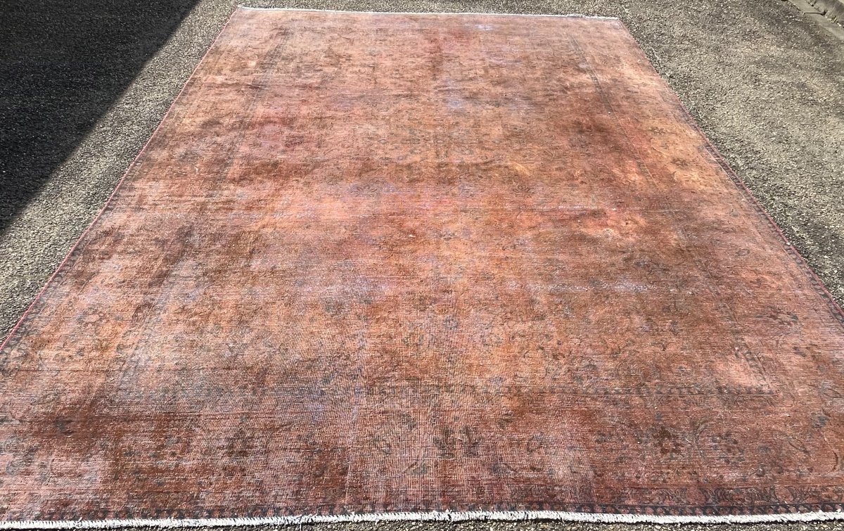 Vintage Mashad Persian Rug / Antique Finish-photo-3