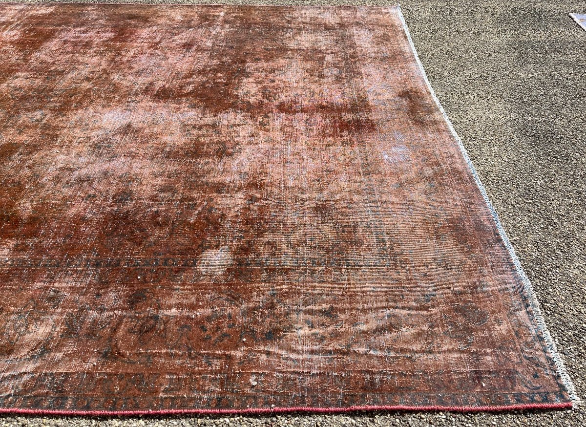 Vintage Mashad Persian Rug / Antique Finish-photo-3