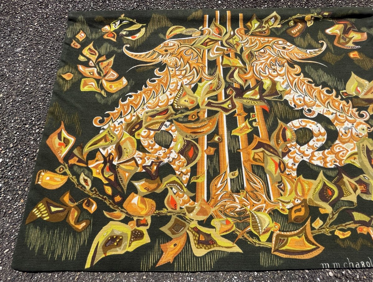 Tapestry "the Enchanted Lyre" Manufacture Robert Four In Aubusson-photo-1