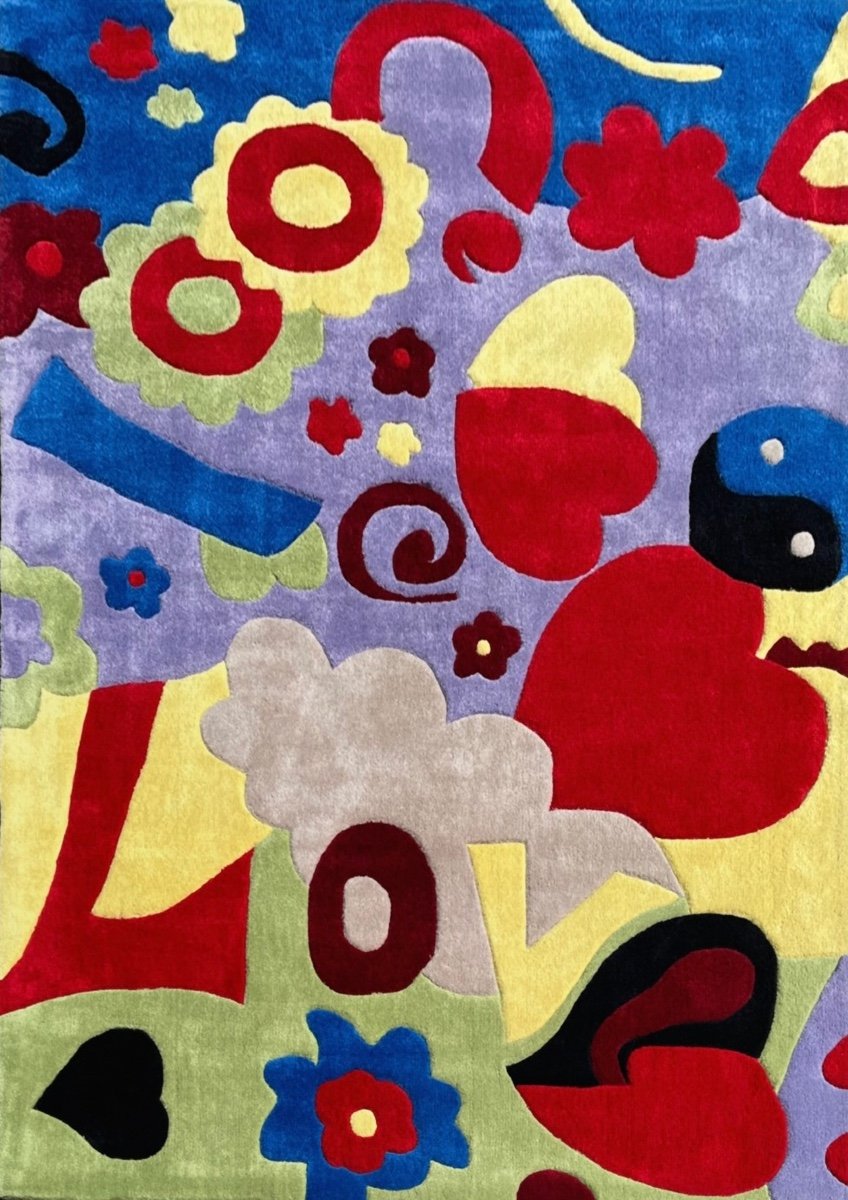 Tapis Art Déco "LoVe" dans le goût de Takashi Murakami-photo-2